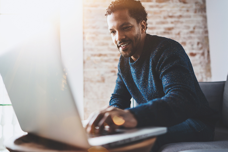 male employee working remote